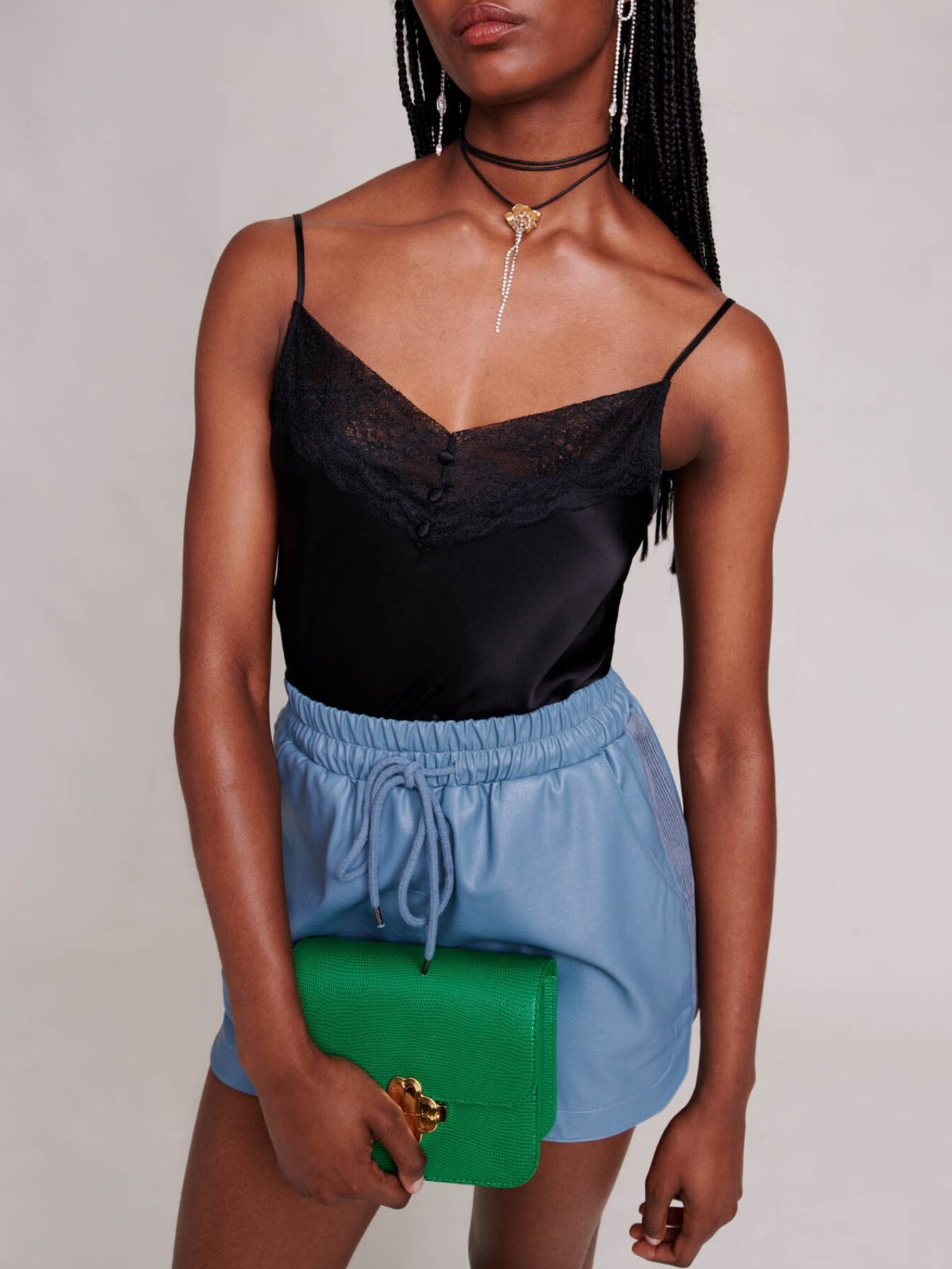 Top en satin de soie et dentelles Maje seconde main photo 5