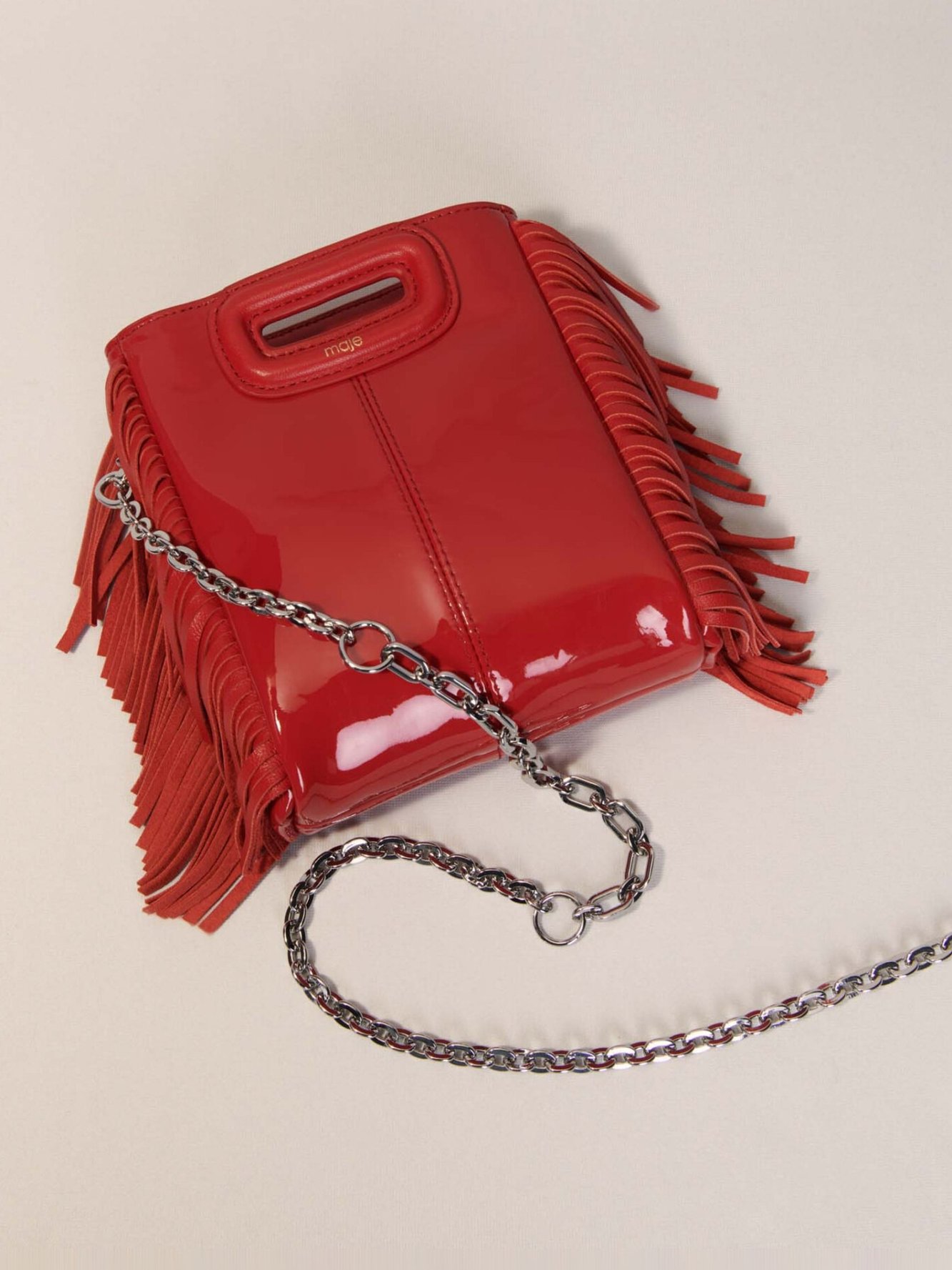 Sac M Mini en cuir verni Maje seconde main photo 3