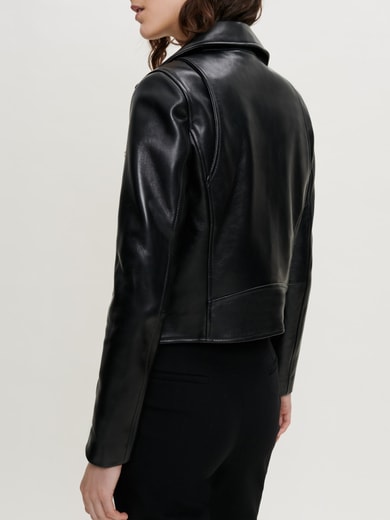 Blouson en cuir façon biker Maje seconde main photo 2
