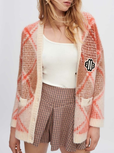 Cardigan fluffy en jacquard losanges Maje seconde main photo 2
