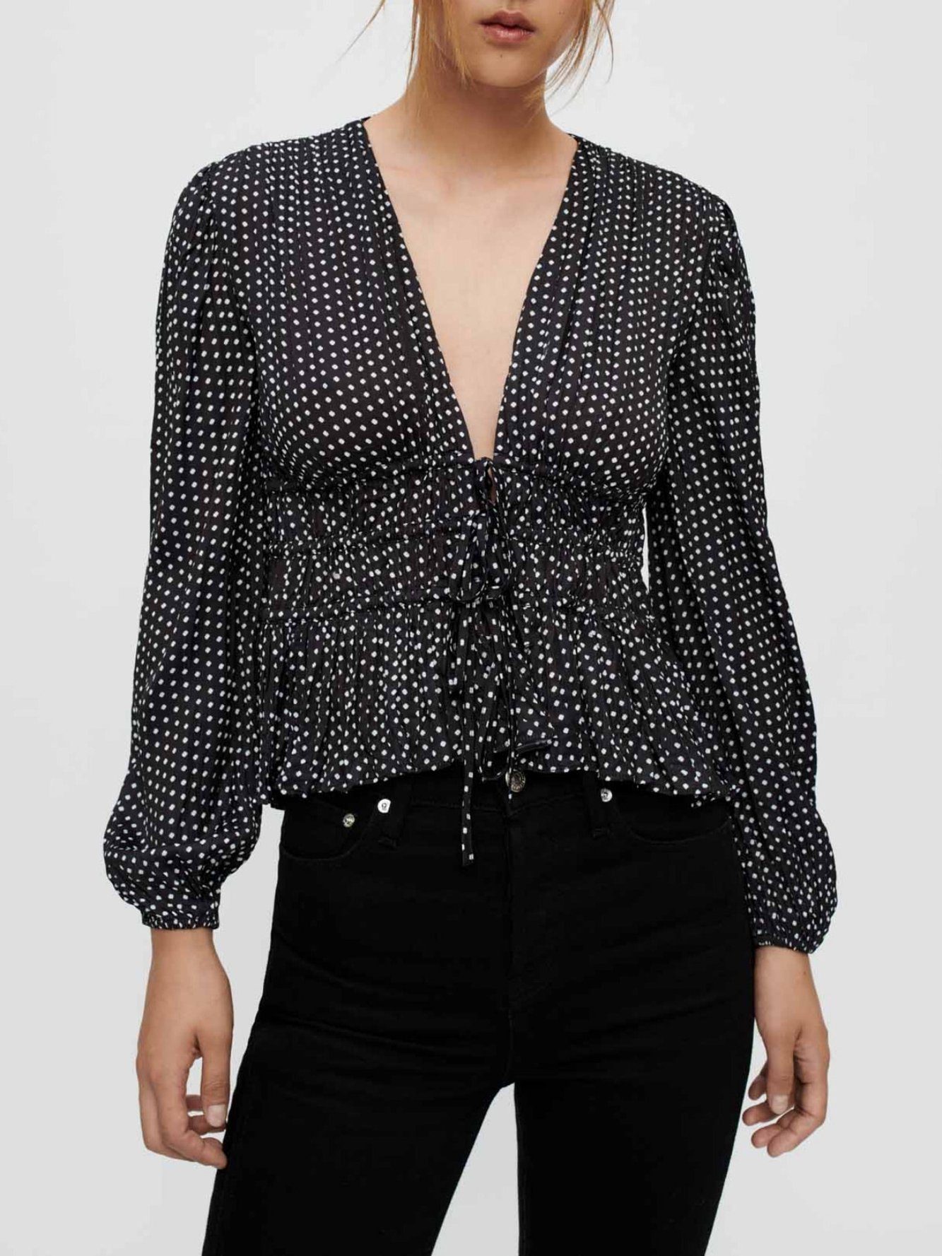Clover printed satin mini polka dot top Maje second-hand photo 5