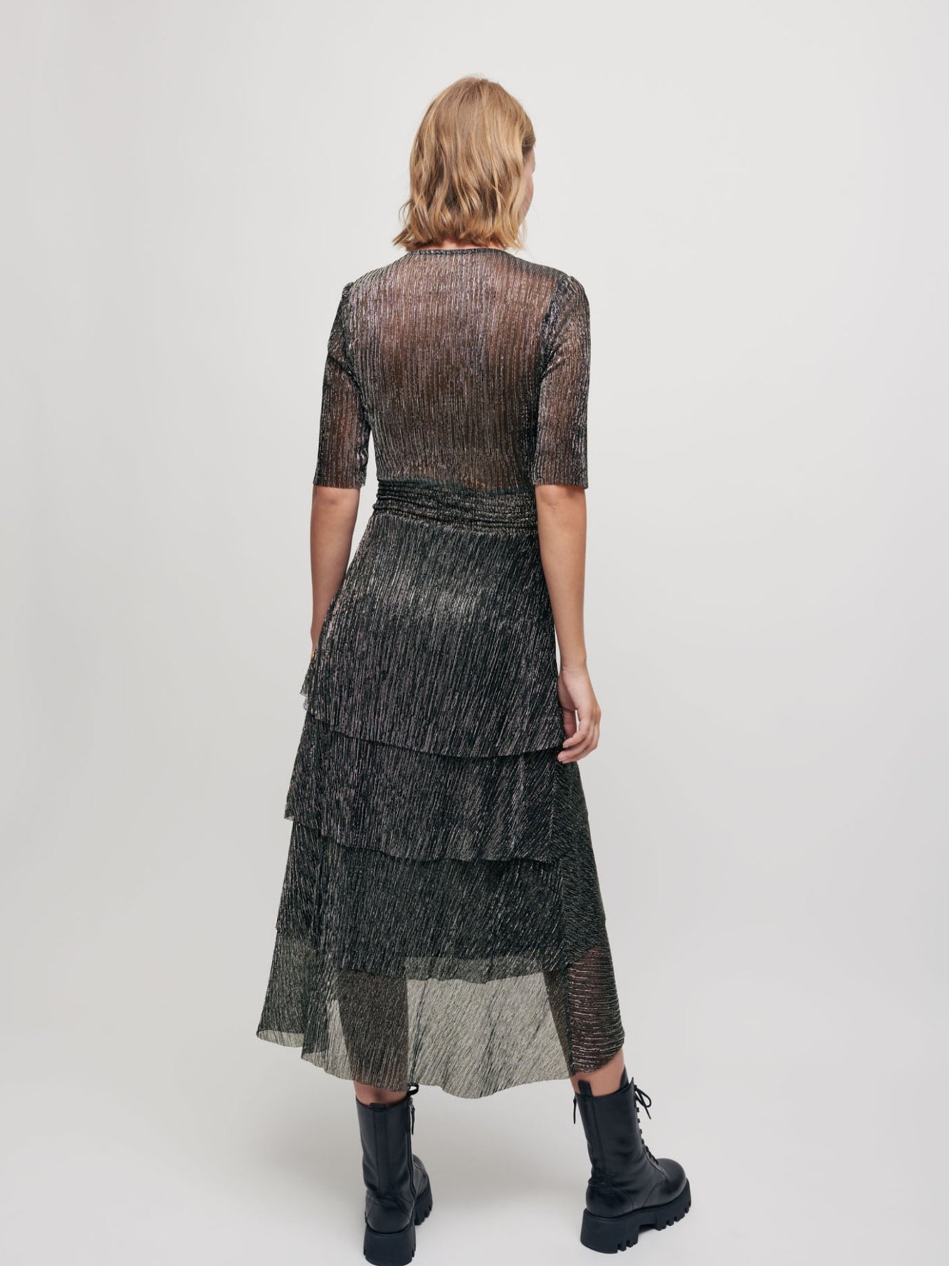 Floaty lamé dress with ruffles Maje second-hand photo 3