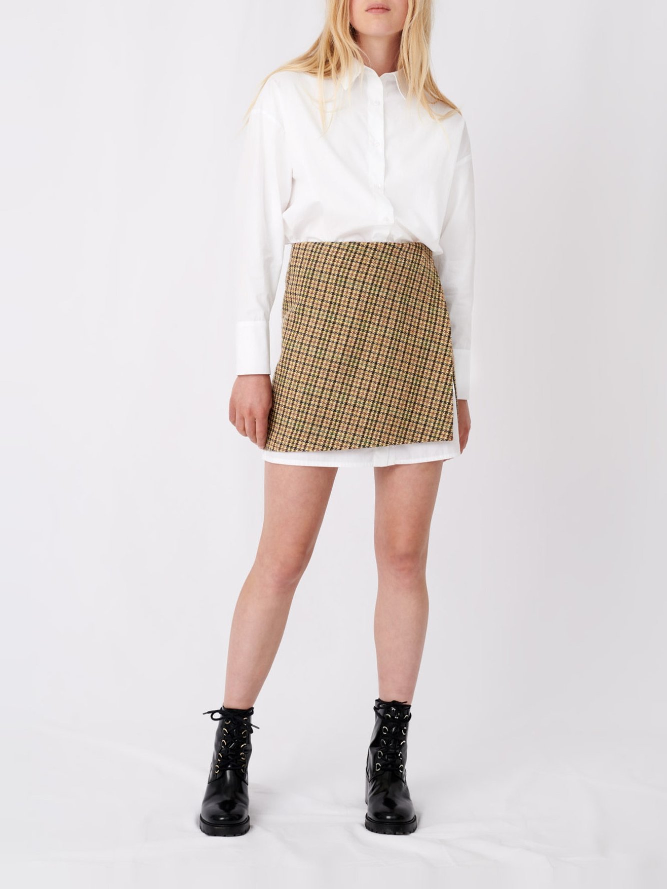 Dress in contrast check poplin Maje second-hand photo 2