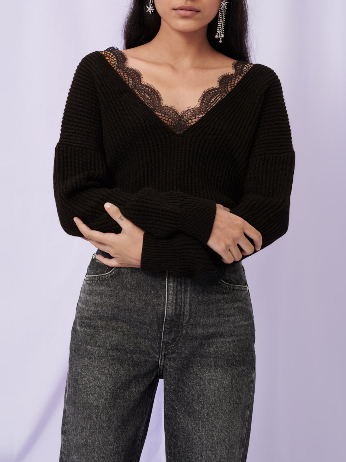 Pull décolleté en dentelle Maje seconde main photo 2