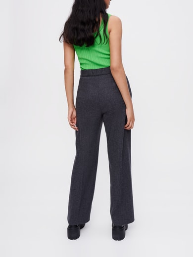 Pantalon large en flanelle grise Maje seconde main photo 2