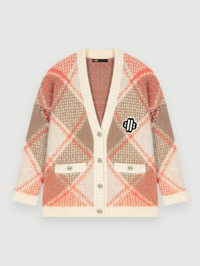 Cardigan fluffy en jacquard losanges Maje seconde main photo 1
