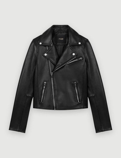 Blouson en cuir façon biker Maje seconde main photo 1