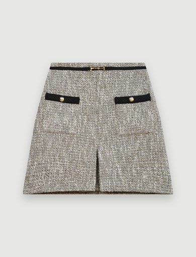 Jupe droite façon tweed avec lurex Maje seconde main photo 1