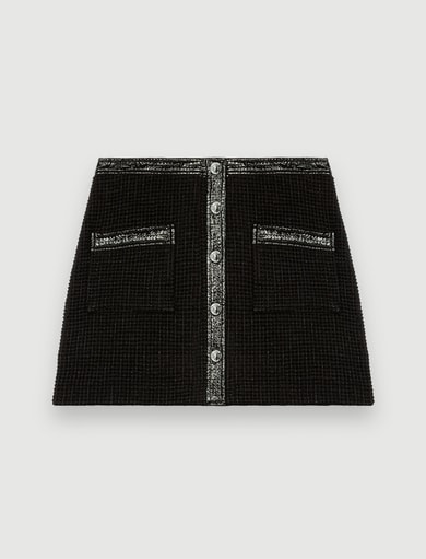 Jupe tweed velours et vinyle Maje seconde main photo 1