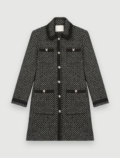 Manteau façon tweed à galons noirs Maje seconde main photo 1