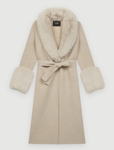 Manteau double face et effet fourrure Maje seconde main photo 1