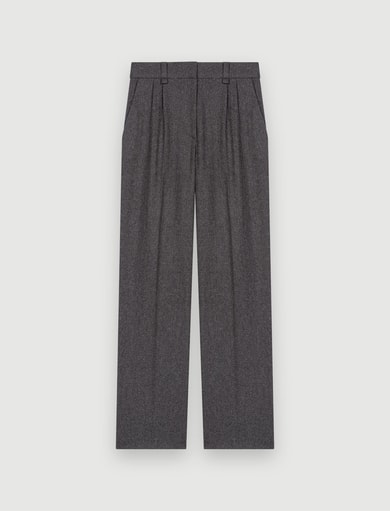 Pantalon large en flanelle grise Maje seconde main photo 1
