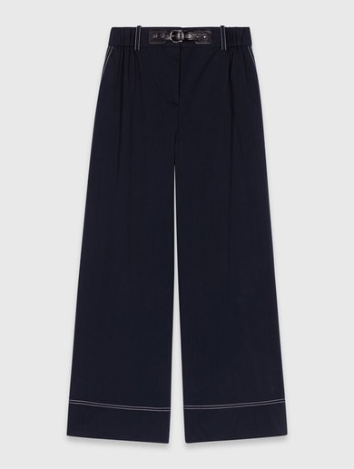 Pantalon en coton à ceinture cuir Maje seconde main photo 1
