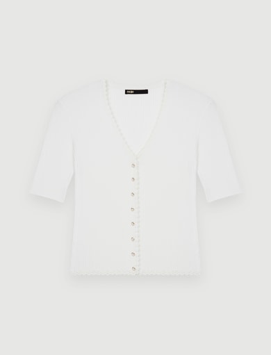 Pull en maille finitions croquets Maje seconde main photo 1