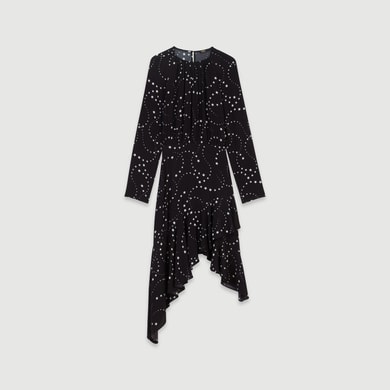 Robe asymétrique en crêpe imprimé Maje seconde main photo 1