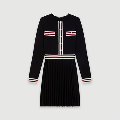 Pleated dress with contrasting stripes Maje second-hand photo 1