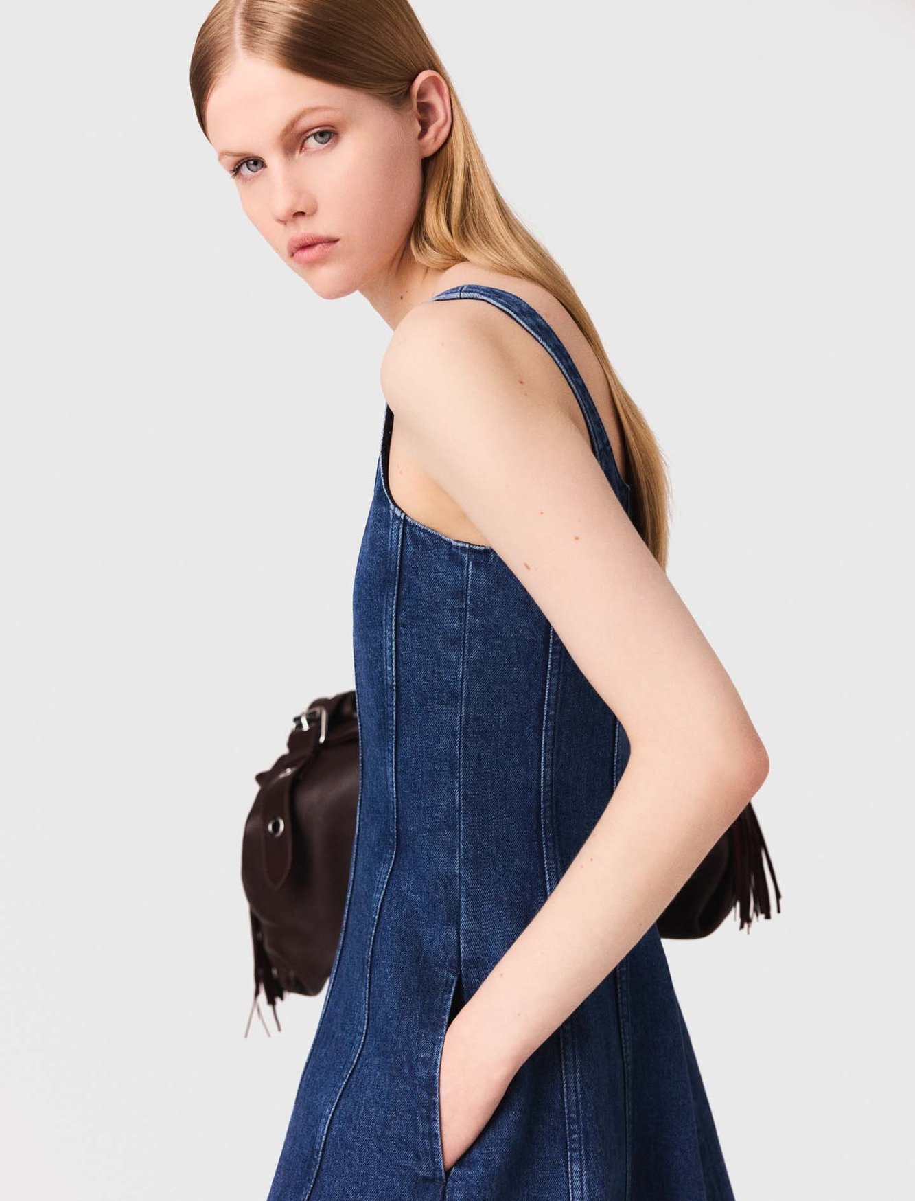 Long denim babydoll dress Maje second-hand photo 2