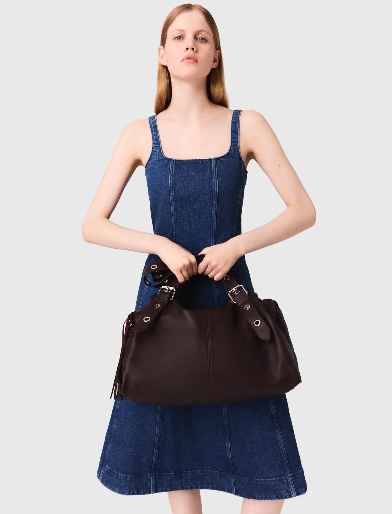 Long denim babydoll dress Maje second-hand photo 4
