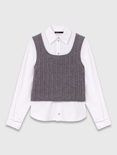 Top de punto y camisa desmontable Maje segunda mano photo 1