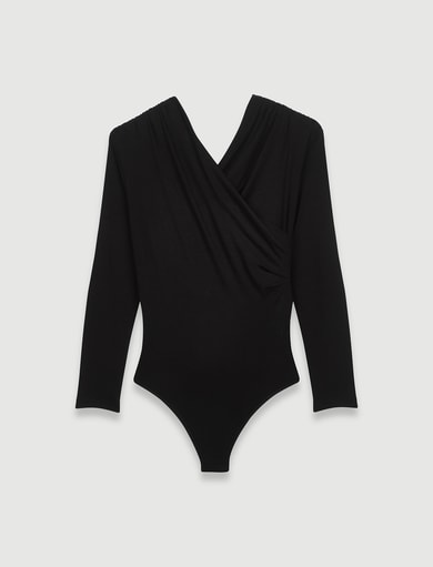 Robe noire croisée et drapée Maje seconde main photo 1