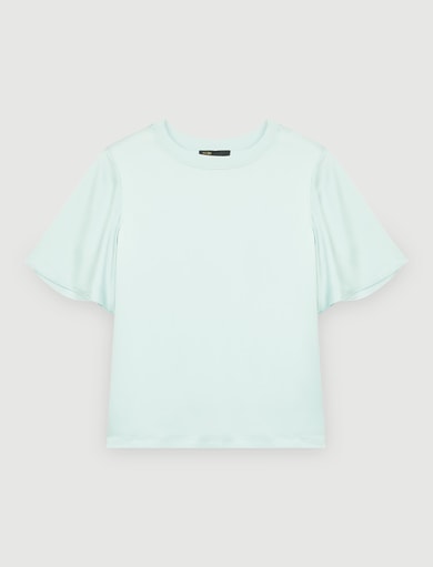 Tee-shirt en mix matières soie et coton Maje seconde main photo 1