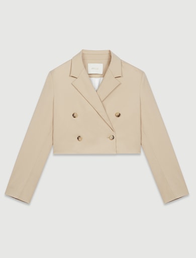 Veste de costume beige courte et croisée Maje seconde main photo 1