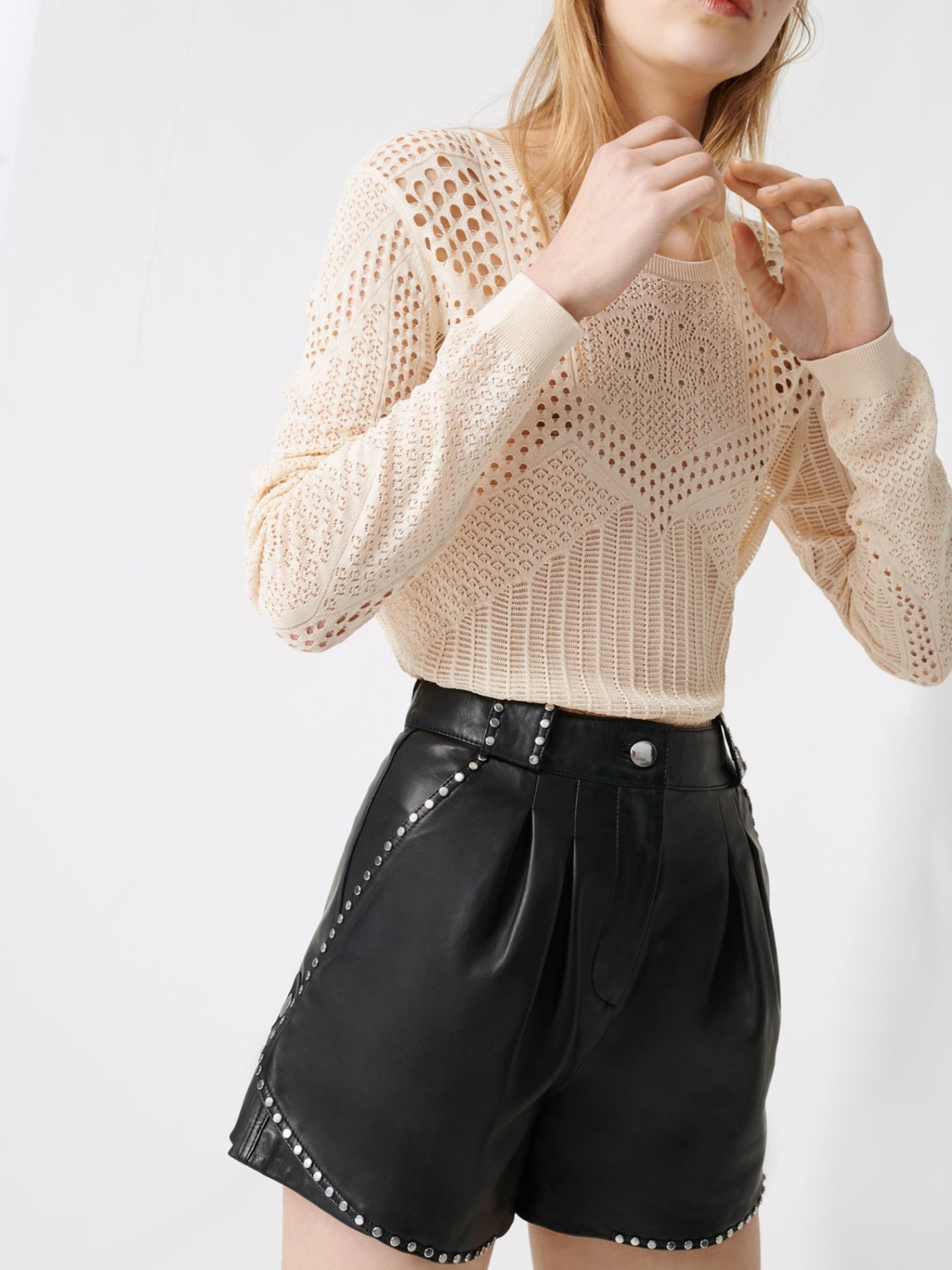 Short en cuir à studs Maje seconde main photo 4
