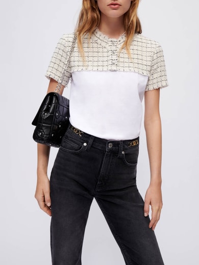 Tee-shirt en mix tweed et jersey Maje seconde main photo 2