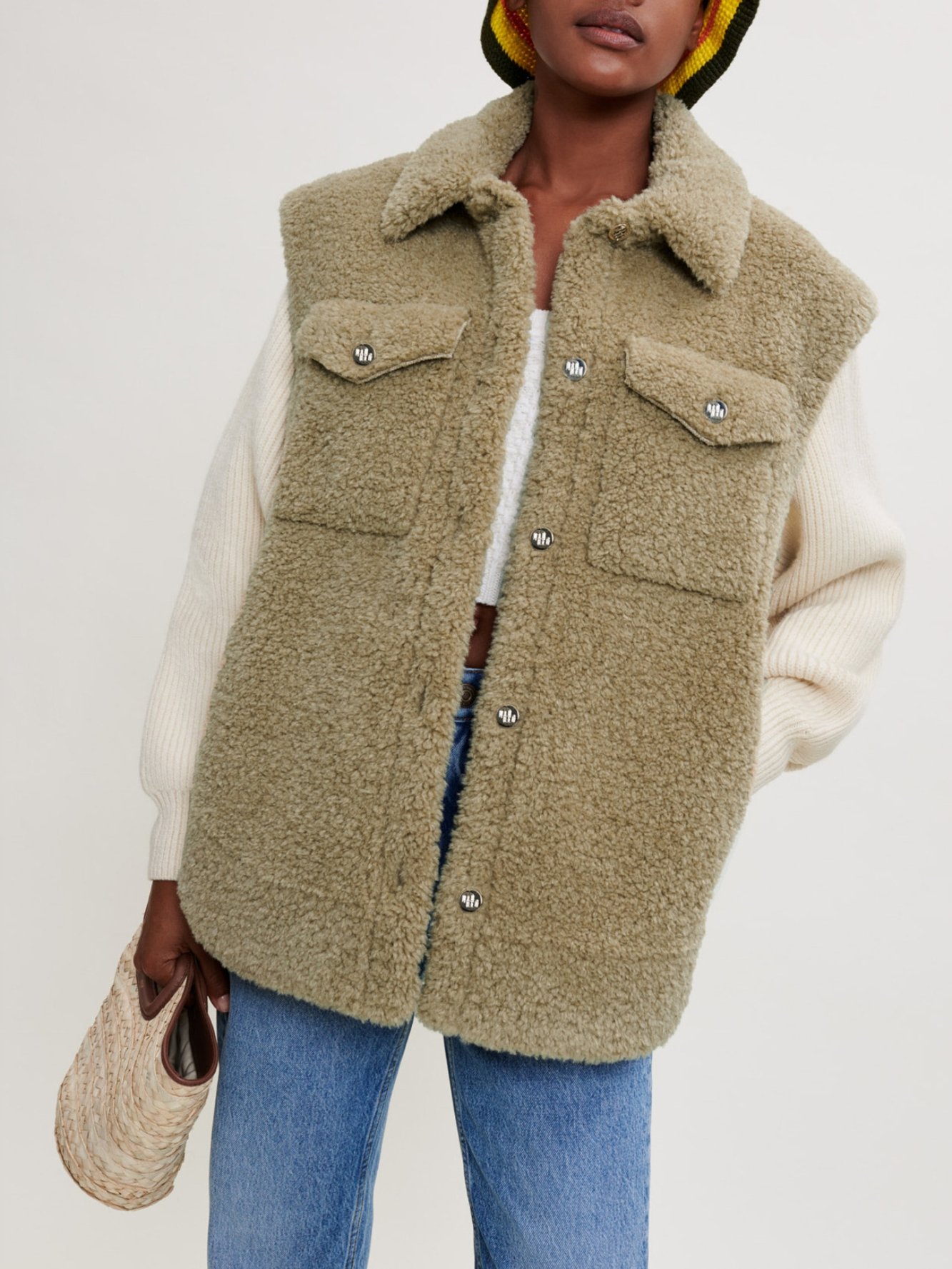 Faux fur and knit jacket Maje second-hand photo 5