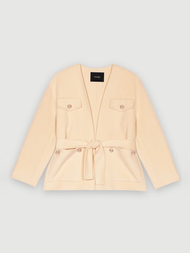 Manteau en laine ceinturé beige Maje seconde main photo 1