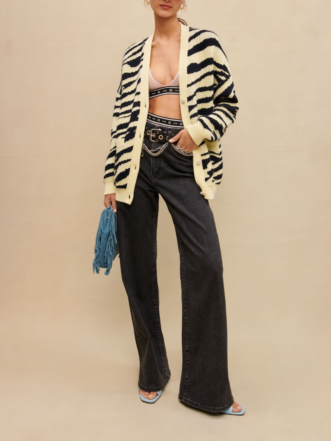 Photo produit Cardigan oversize imprimé jaune numéro 1