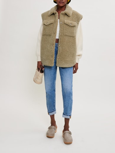 Faux fur and knit jacket Maje second-hand photo 2