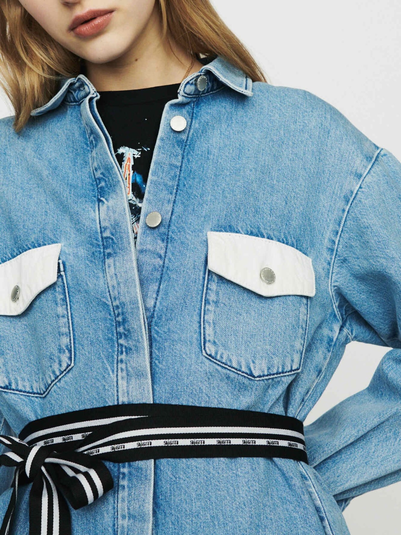 Denim shirt dress Maje second-hand photo 3