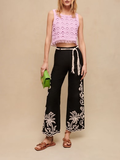 Pantalón con bordados de palmeras Maje segunda mano photo 2