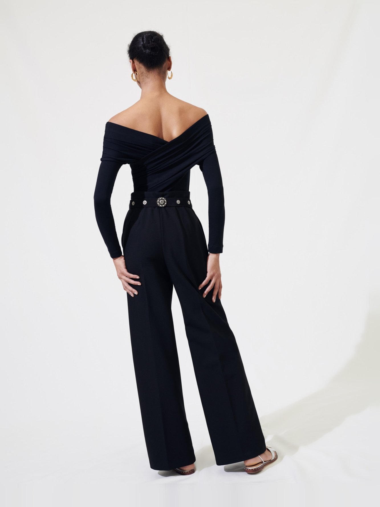 Robe noire croisée et drapée Maje seconde main photo 6