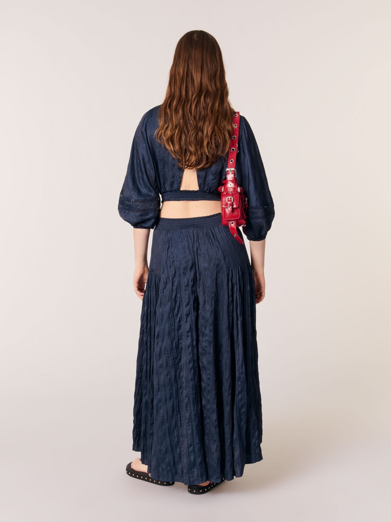 Satin-effect maxi skirt Maje second-hand photo 3