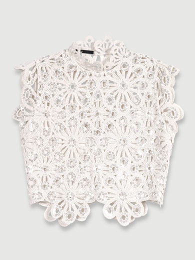Top en crochet et sequins Maje seconde main photo 1