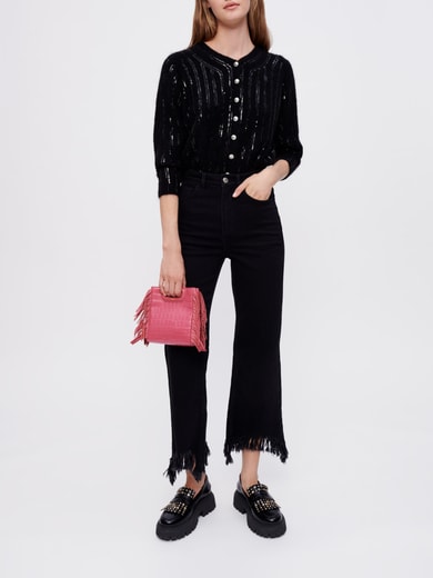Black high-waisted jeans ripped Maje second-hand photo 2