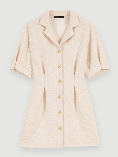 Robe en tweed boutonnée blanche Maje seconde main photo 1