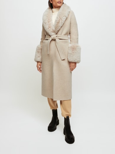 Manteau double face et effet fourrure Maje seconde main photo 2